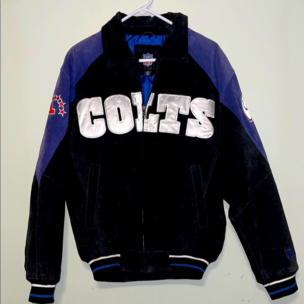 Vintage NFL Indianapolis Colts Suede Bomber Jacket Size Medium